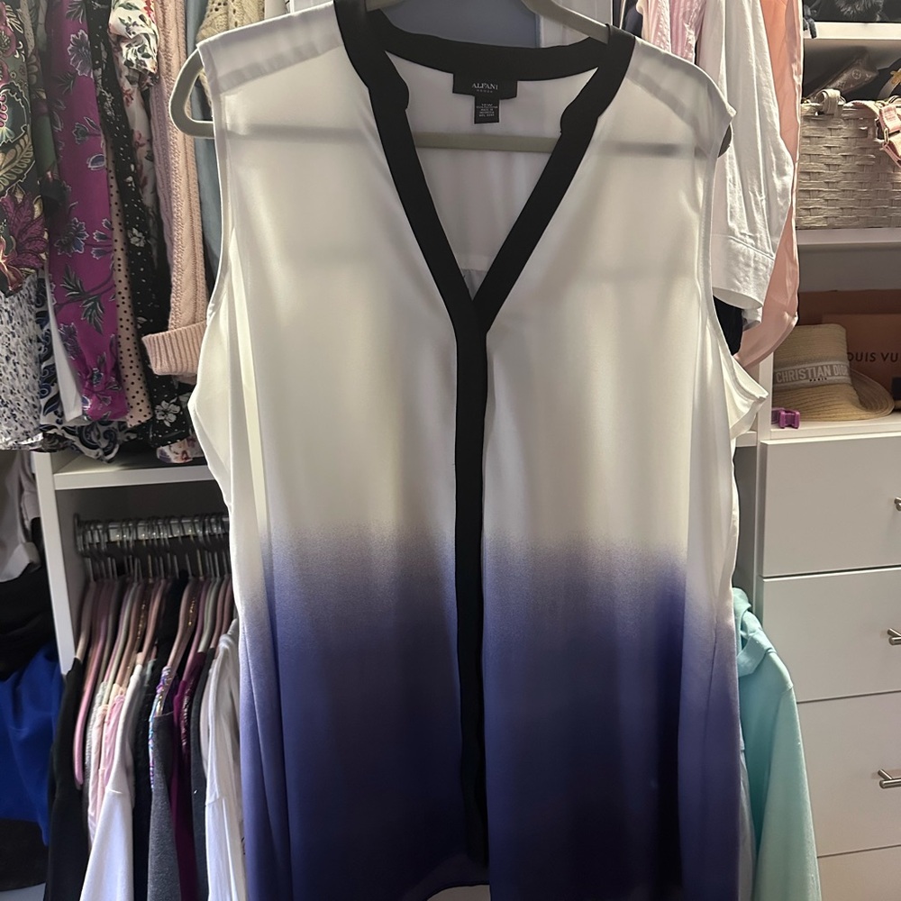 Alfani Women's Ombre Blouse - White and Blue